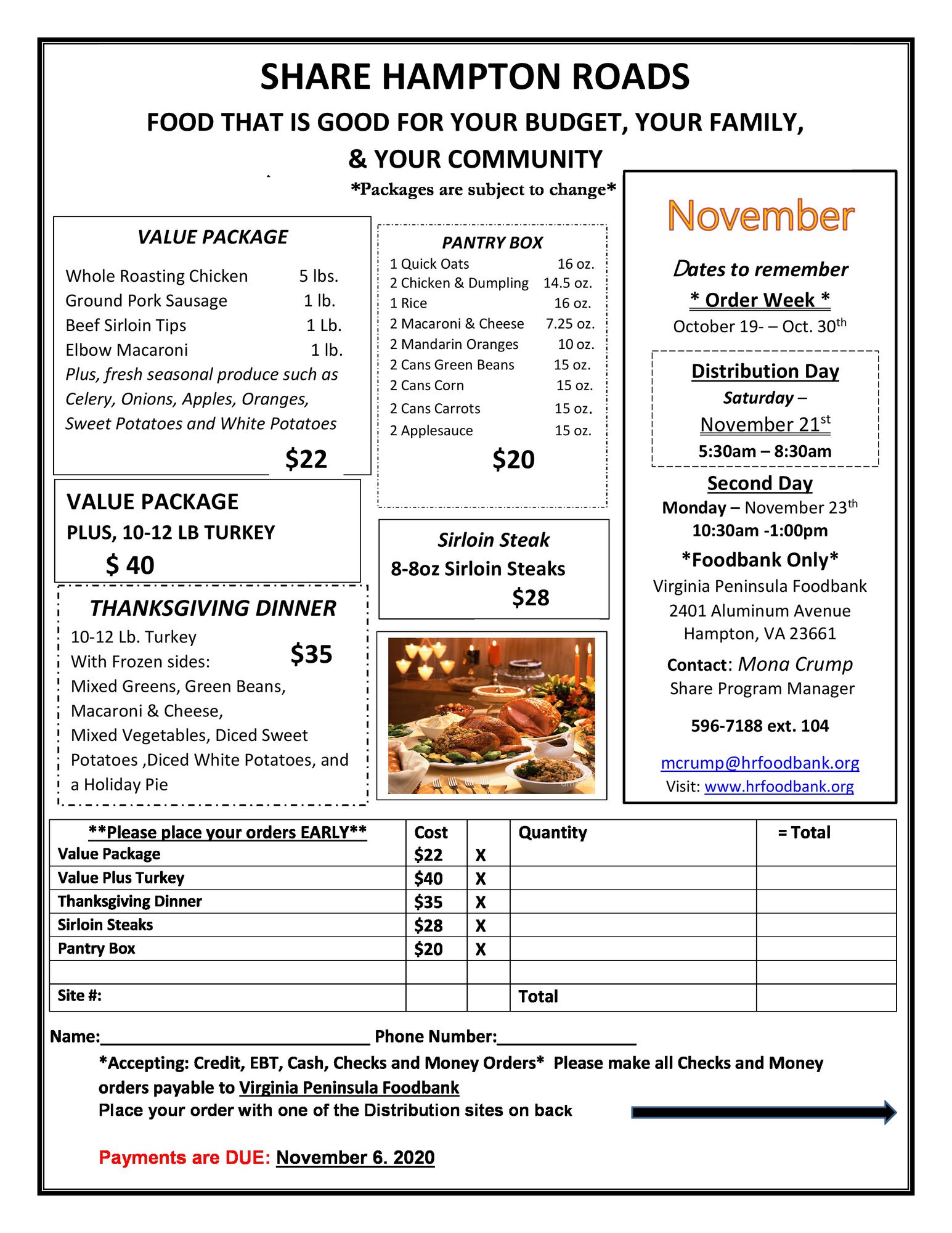 2020-November-SHARE-menu Hampton Roads VA