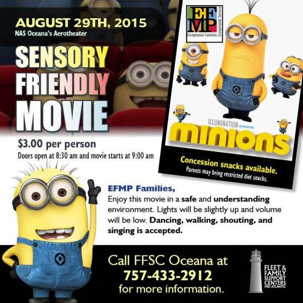 NAS Oceana Sensory Friendly Movie Aug 29 NAS Oceana Sensory Friendly Movie Aug 29