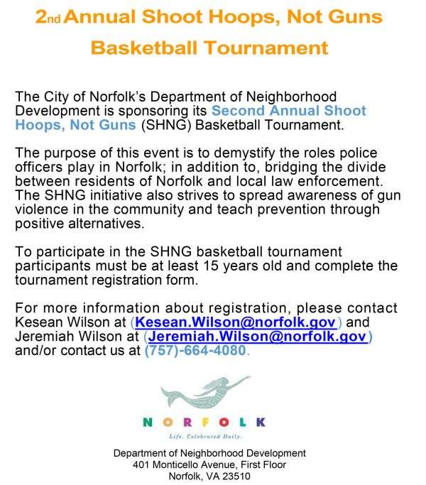 Shoots Hoops Not Guns Basketball Tournament in Norfolk VA