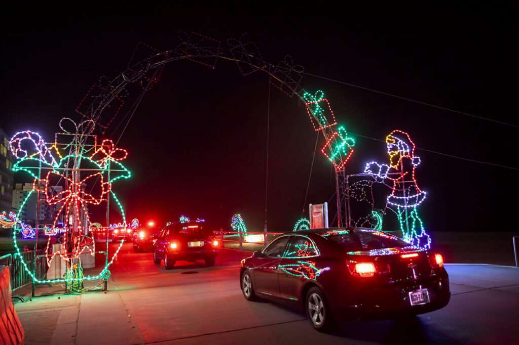 Example of the light display at BayPort Credit Union Holiday Lights at the Beach, presented by Food Lion