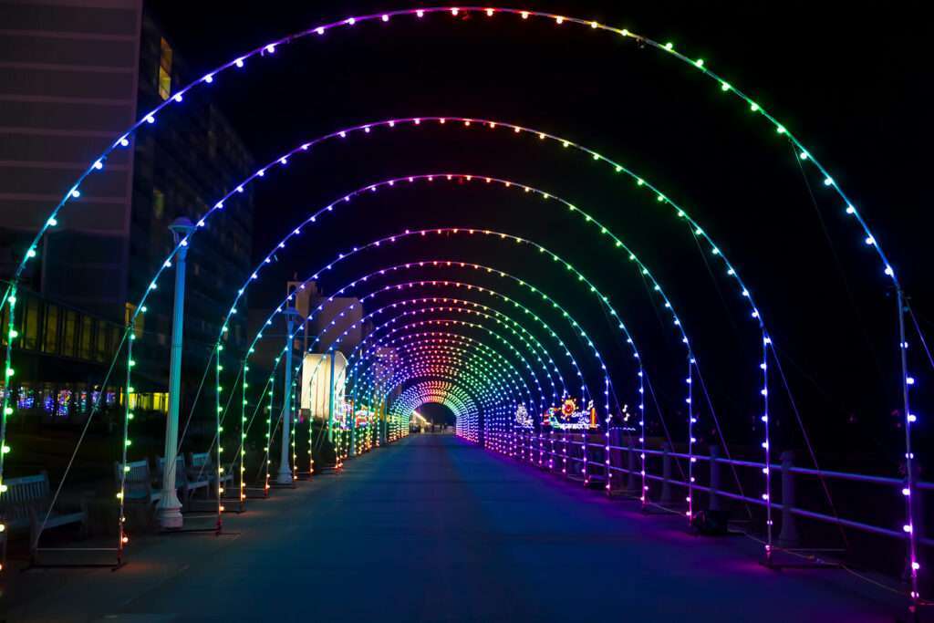 Example of the light display at BayPort Credit Union Holiday Lights at the Beach, presented by Food Lion