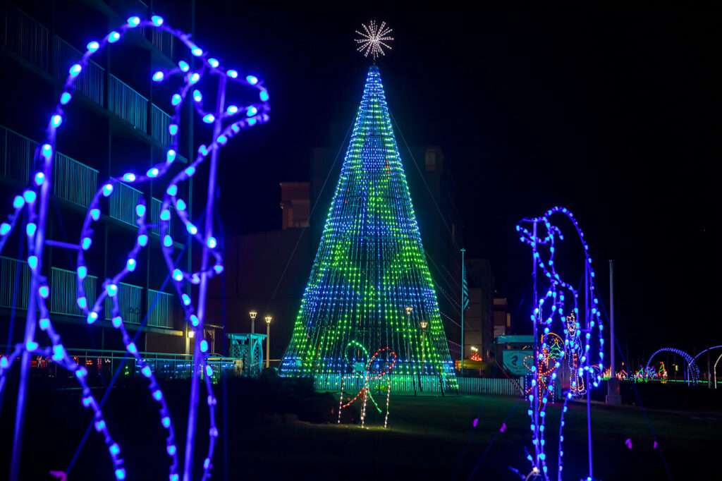 Example of the light display at BayPort Credit Union Holiday Lights at the Beach, presented by Food Lion