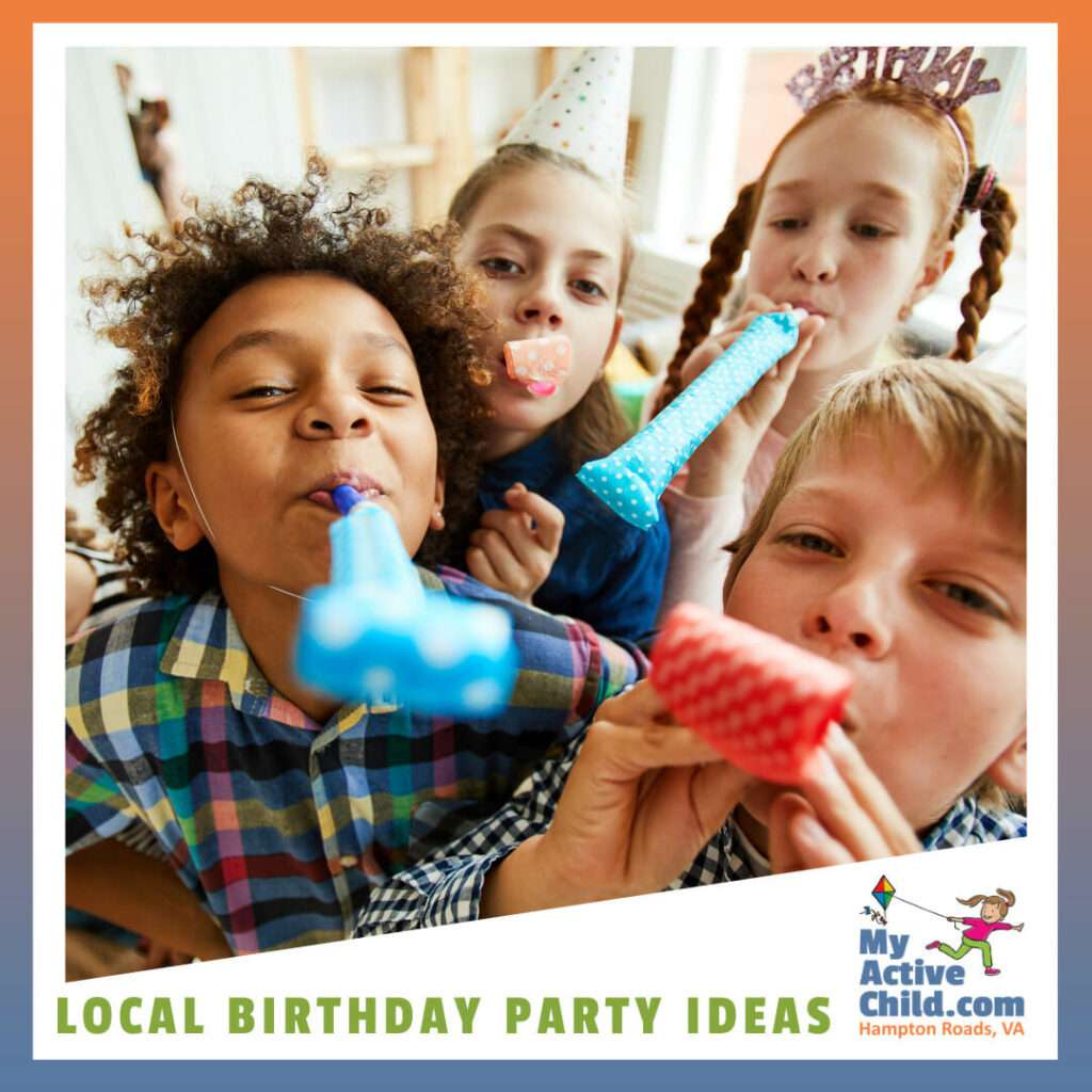group of children celebrating a birthday - highlighting local bday party ideas in Hampton Roads VA