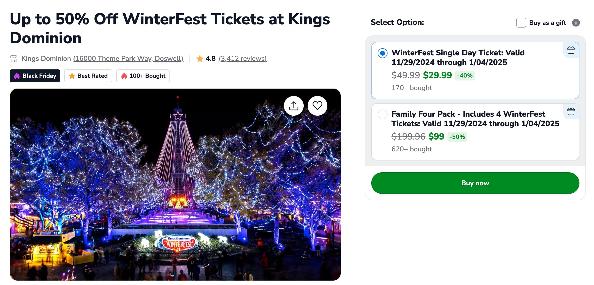 Discount for WinterFest at Kings Dominion - Groupon