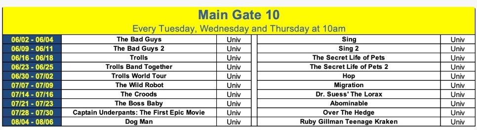 Free Summer Movie Series