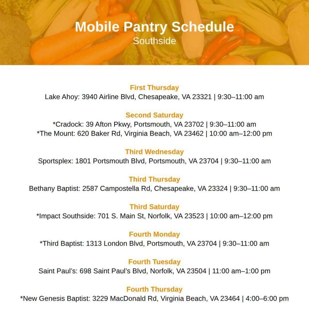 Southside Hampton Roads Food Pantry - September 2026